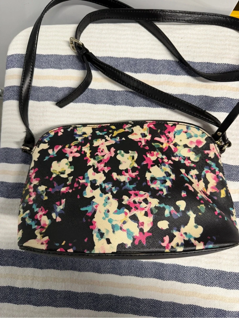 Kate Spade New York Floral Crossbody Bag Black Multi Satchel Purse